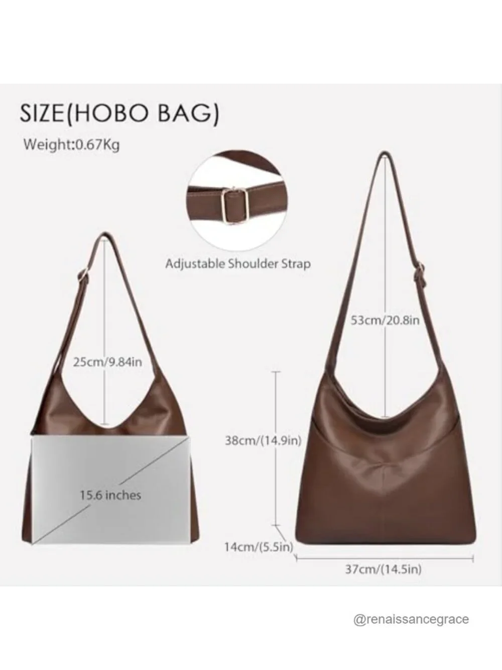 Large Slouchy Hobo Bag for Women Vegan Leather Shoulder Purse with Zipper